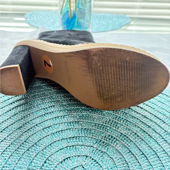 See By Chloe Black Heeled Boots with Tan Sole - Picture 7 of 15